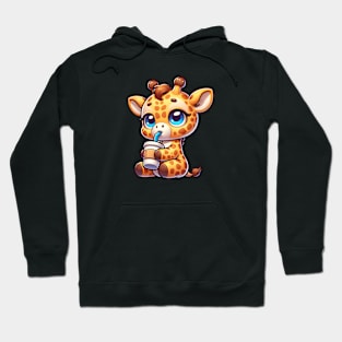 Giraffe Baby Drinking Coffee Hoodie